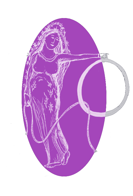 drawing of woman holding hoop